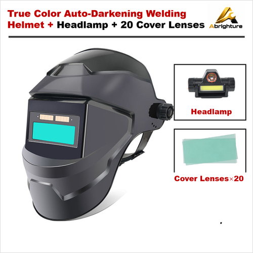 Model 104 Auto Darkening Welding Helmet Solar Powered True Color Lens Dual Light Headlamp for Kenya Welders