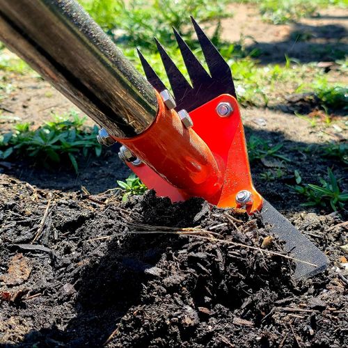 Multi-function Weeding Hoe Set, Detachable Stainless Steel Handle Dual Head Garden Rake, Farming Digging Weeder Tool for Farm & Yard