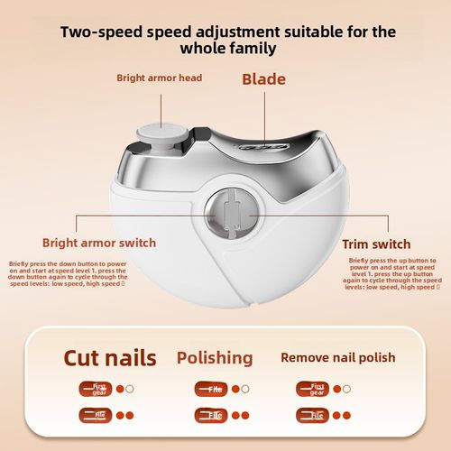 3-in-1 Electric Nail Trimmer, Grinder, and Polisher – Anti-Nip Design, Suitable for All Ages – Rechargeable, Portable Nail Care Set