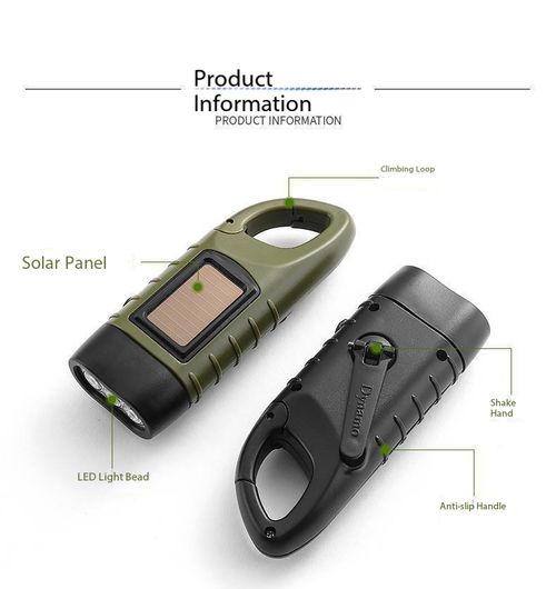 5-in-1 Solar Hand Crank Emergency Flashlight USB Power Bank LED Camping Light Kenya