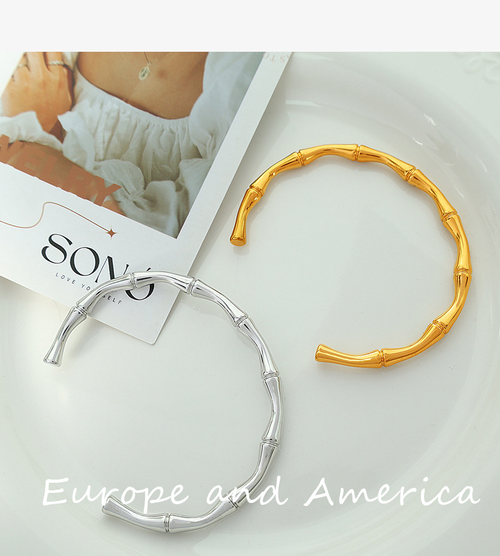 Premium Titanium Steel Bamboo Bracelet Pair Gold and Silver Set Only 3800 KES Kenya Jewelry