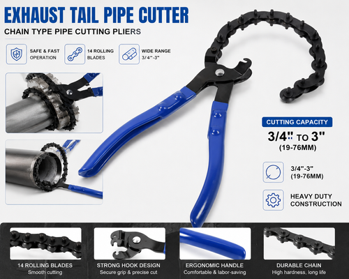 Automotive Exhaust Pipe Cutter – Chain-Type Tailpipe & Catalytic Converter Cutter (Suitable for Copper and Aluminum Pipes)
