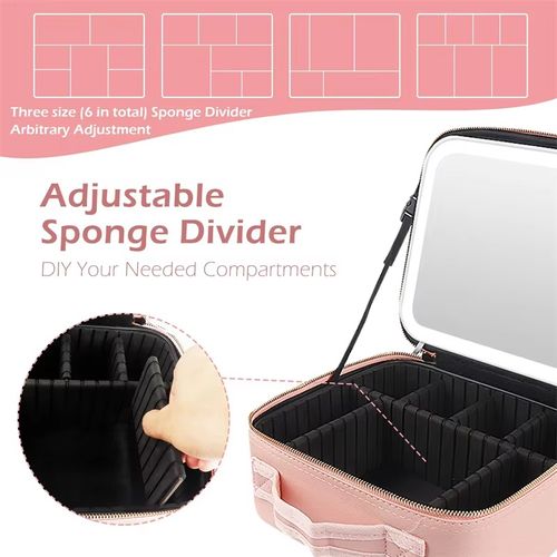 Newest 2026 Model Portable Large-Capacity Travel Makeup Organizer with LED Mirror – Waterproof Cosmetic Case with Large Lighted Mirror – Professional-Grade Storage Bag for Cosmetics and Brushes