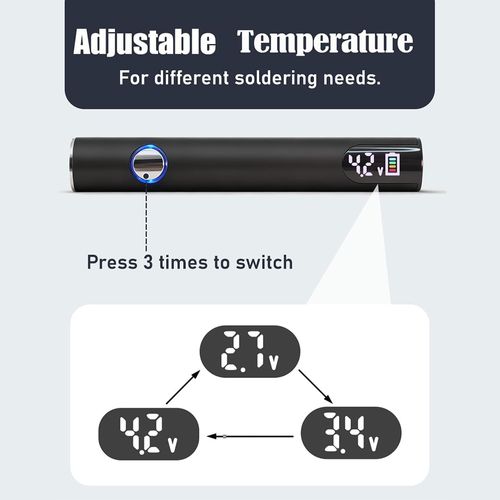 USB Rechargeable Digital Soldering Iron, 3 Adjustable Voltage Levels