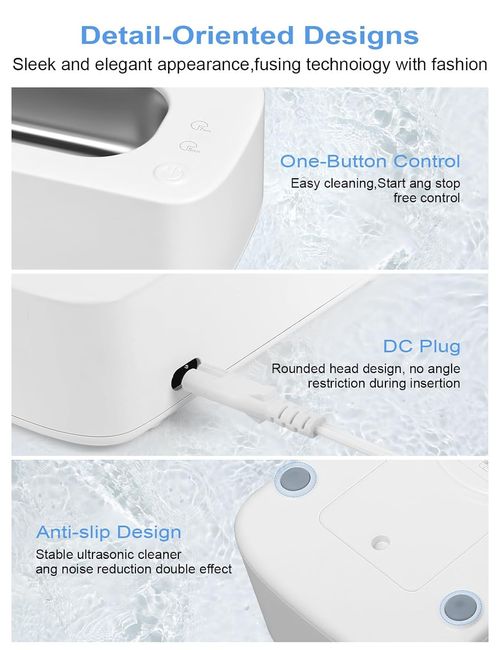 48KHz Electric Ultrasonic Cleaner with Digital Timer, Ultrasonic Jewelry Cleaning Machine for Eyeglasses, Rings, Earrings, Watch Straps, Dentures, Makeup Brushes, Household Multi-Purpose Cleaner