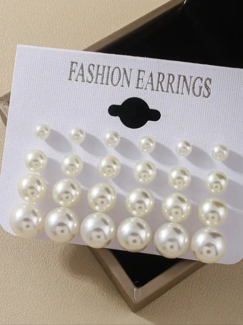 12 Pairs Pearl Stud Earrings Set Fashion Classic Round Pearl Earrings for Women Girls Kenya