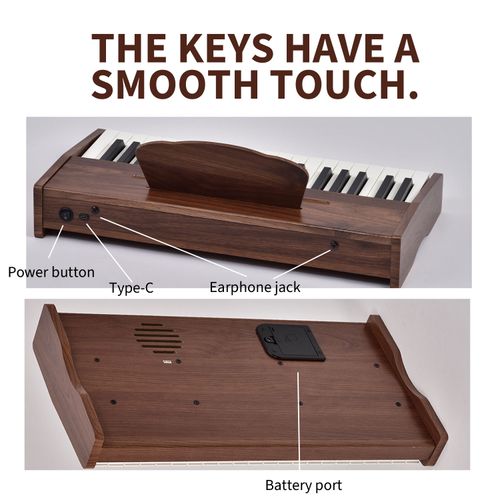 37-Key Digital Piano Keyboard—Foldable Electronic Keyboard with USB Type-C Port (Wooden Construction)