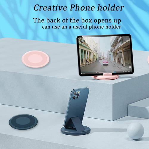 4-in-1 Travel Cable Storage Box with Stand & Mirror