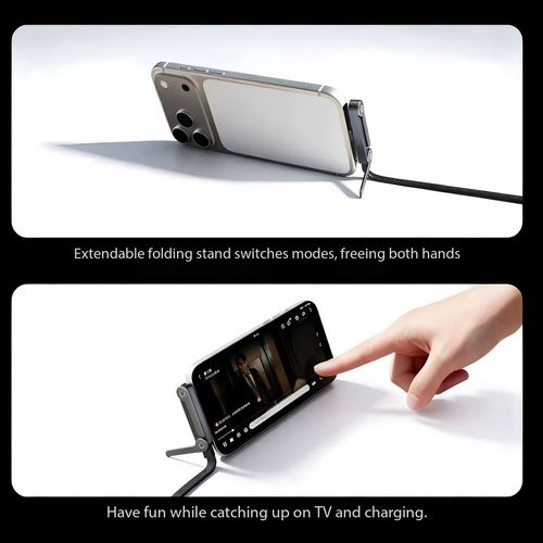 1.5M USB-A to Type-C Fast Charging Cable with Foldable Phone Stand