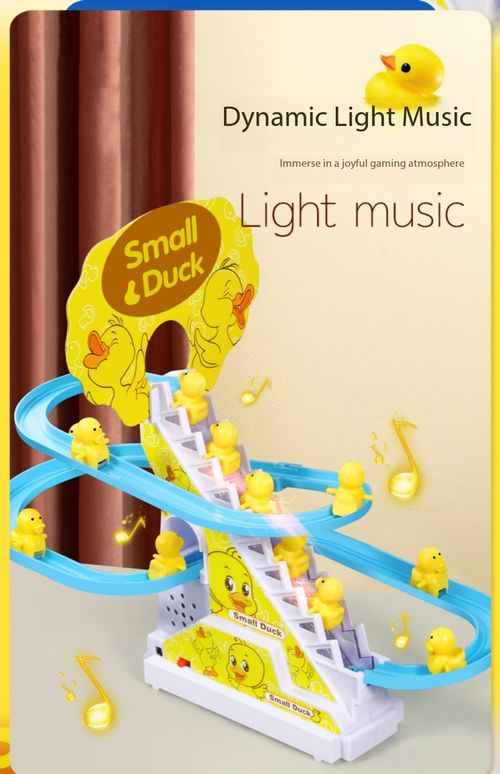 Electric Duck Climbing Stairs Toy Automatic Sliding Track Educational Baby Toy with Music Kenya