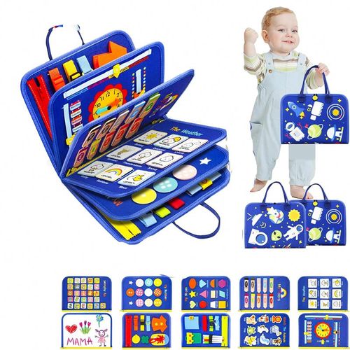 Best-selling preschool learning toy: Montessori busy board for fine motor skills and sensory play.