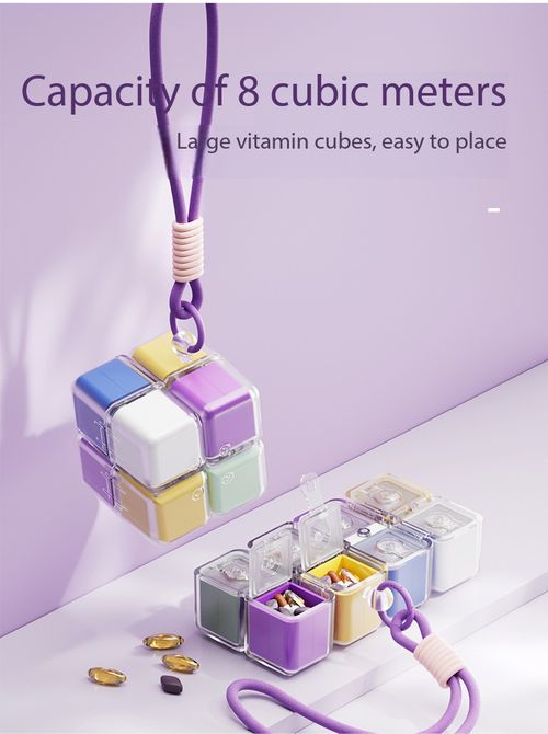 Magnetic Cube Portable 8 Compartment Pill Organizer Box