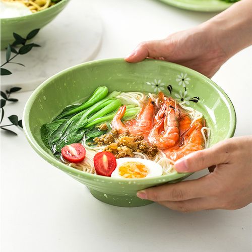 6-Piece Melamine Faux Porcelain Bowl Specially designed for serving rice  soups noodles  and  Xiao Mian  Sturdy and durable melamine tableware  Large capacity deep bowl Ideal for everyday family use  Features a rolled rim, shallow profile, and wide mouth design.👩‍👩‍👧‍👦