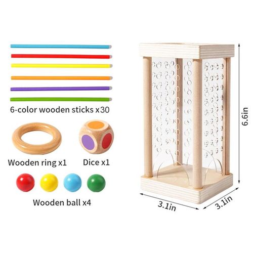 Wooden Stick Game, Colorful Educational Toy for Cognitive Development & Focus Training, Includes Mixed Colors Sticks and Dual-level Puzzle