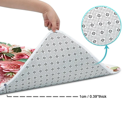 4-Piece 3D Pink Floral Bathroom Set Shower Curtain Toilet Seat Cover & Absorbent Mats Kenya