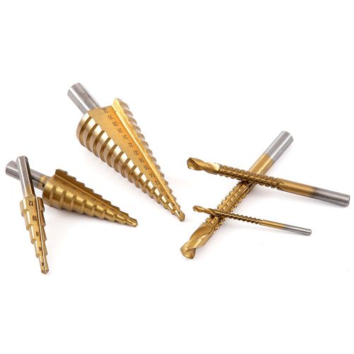 6 Piece Set Conical Step Drill Bits  Sharp High Speed ​​Steel  HSS  Titanium Coated Bits, Designed for Drilling Metal, Wood, and Plastics  Power Tool Accessories  Specialty Bits for Woodworking Metalworking