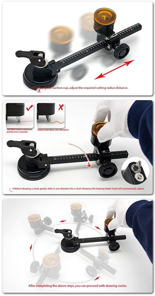 Adjustable Glass & Tile Circle Cutter with Suction Cup