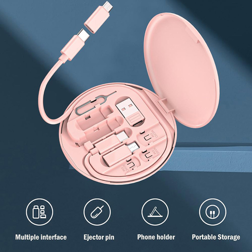 4-in-1 Travel Cable Storage Box with Stand & Mirror