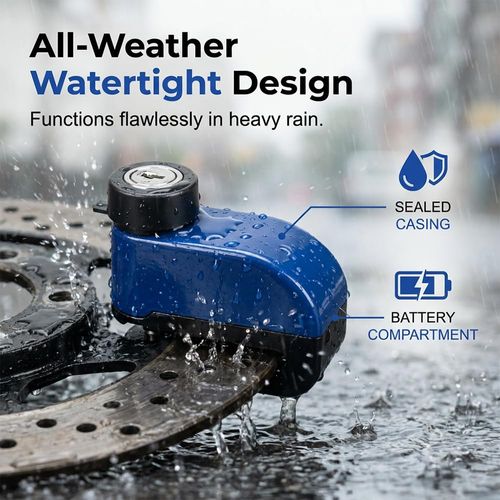 Alarm Disc Brake Lock, Anti-Theft Security Motorcycle Lock, Waterproof Disc Lock for Motorbike, Electric Scooter & Bicycle