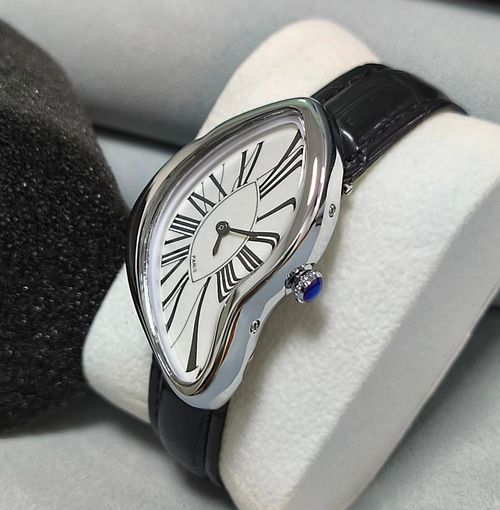 Artistic Melting Design Wristwatch Gold Case Paris Style Leather Strap Watch for Kenya Market
