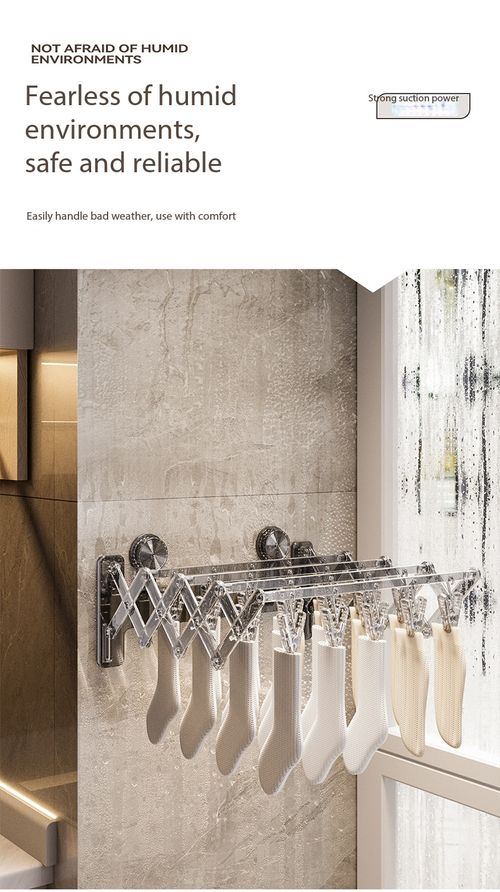 Foldable Suction Cup Wall Drying Rack with 20 Clips