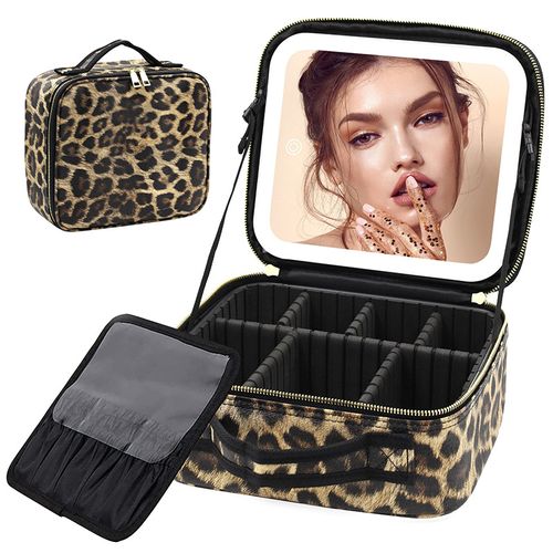 Newest 2026 Model Portable Large-Capacity Travel Makeup Organizer with LED Mirror – Waterproof Cosmetic Case with Large Lighted Mirror – Professional-Grade Storage Bag for Cosmetics and Brushes