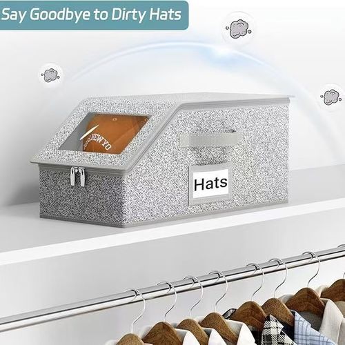 Large Capacity Hat Storage Box Foldable Dustproof Baseball Cap Organizer with Clear Window Kenya