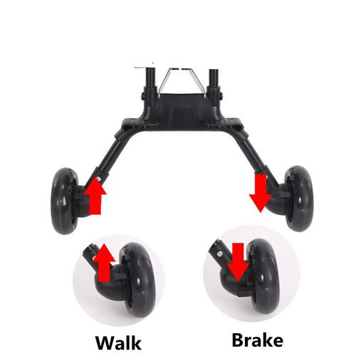 Folding baby stroller with a stainless steel frame, capable of supporting a weight of 22 kg.