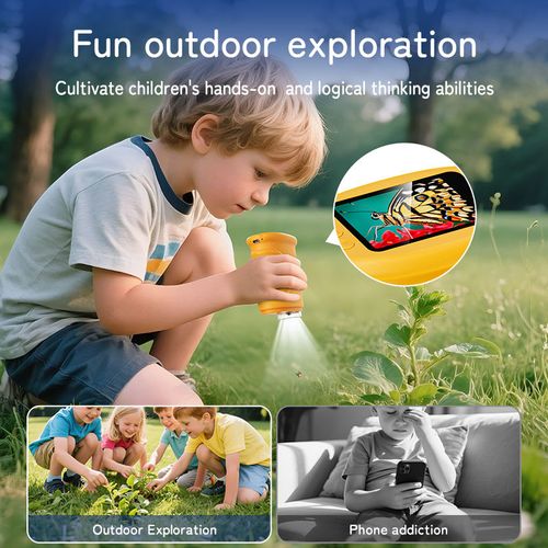 Toddlers-Educational Science Kit Toys Microscope Mini Pocket Handheld Led Light Magnifying Glass for Girls Boys Birthday Gifts