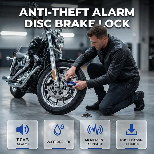 Alarm Disc Brake Lock, Anti-Theft Security Motorcycle Lock, Waterproof Disc Lock for Motorbike, Electric Scooter & Bicycle