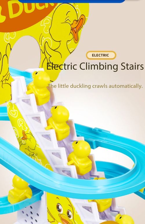Electric Duck Climbing Stairs Toy Automatic Sliding Track Educational Baby Toy with Music Kenya