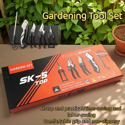 Gardening Tools Set 5 in 1, Pruning Shears & Folding Saw Kit, Plant Trimming Scissors Garden Cutter for Fruit Tree, Flower Plant