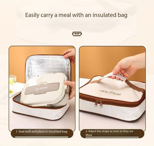 304 Stainless Steel Compartment Leakproof Lunch Box Set with Thermal Bag & Spoon