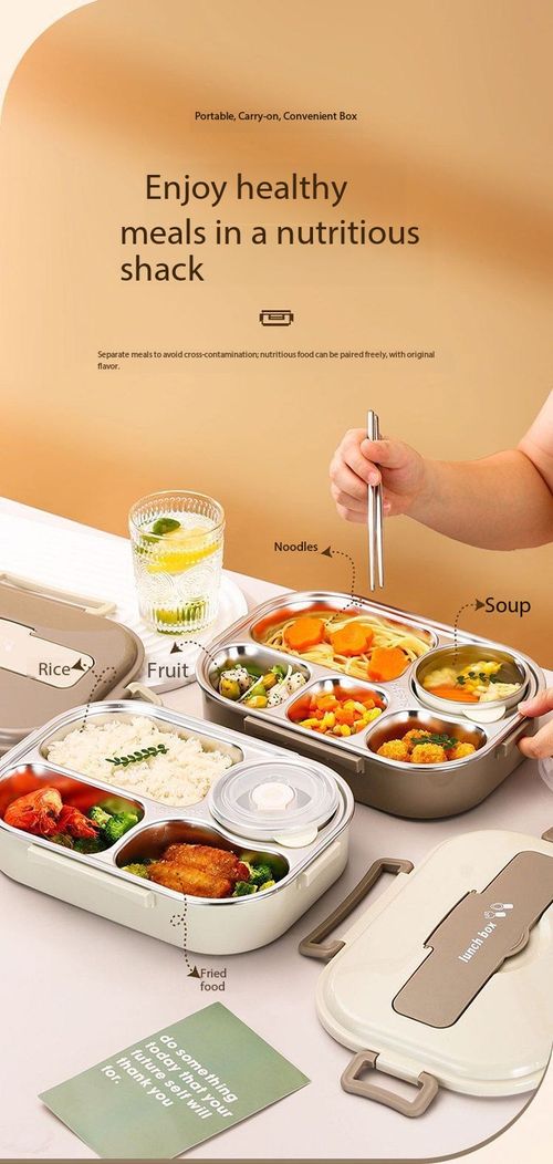 304 Stainless Steel Compartment Leakproof Lunch Box Set with Thermal Bag & Spoon