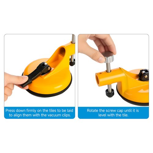 Heavy-duty vacuum suction cup Tile leveling systems, wall installation brackets, tile suction cups, sintered stone seam adjusters clamps, and inner and outer corner levelers.
