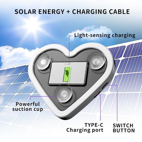 Solar Rechargeable Heart-Shaped Car Window LED Ambient Light
