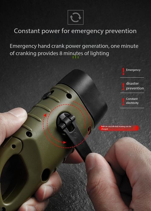 5-in-1 Solar Hand Crank Emergency Flashlight USB Power Bank LED Camping Light Kenya