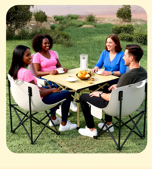 Portable Folding Camping Table – 52cm Square Steel Frame | Outdoor Picnic, BBQ & Beach Table with Free Carry Bag |   Holds up to 100kg