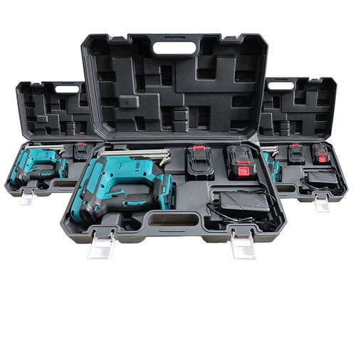 The high-performance cordless nail gun is an essential power tool for professional construction work.