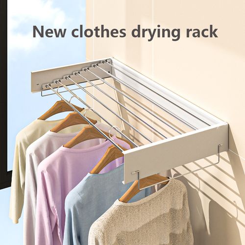 Foldable Balcony Drying Rack – Indoor Wall-Mounted, Concealed Bathroom Towel Rack, Windproof Invisible Clothes Rack & Storage Organizer
