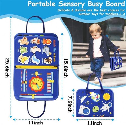 Best-selling preschool learning toy: Montessori busy board for fine motor skills and sensory play.