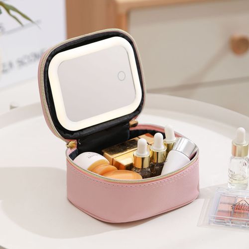 Newest 2026 Model Portable Large-Capacity Travel Makeup Organizer with LED Mirror – Waterproof Cosmetic Case with Large Lighted Mirror – Professional-Grade Storage Bag for Cosmetics and Brushes