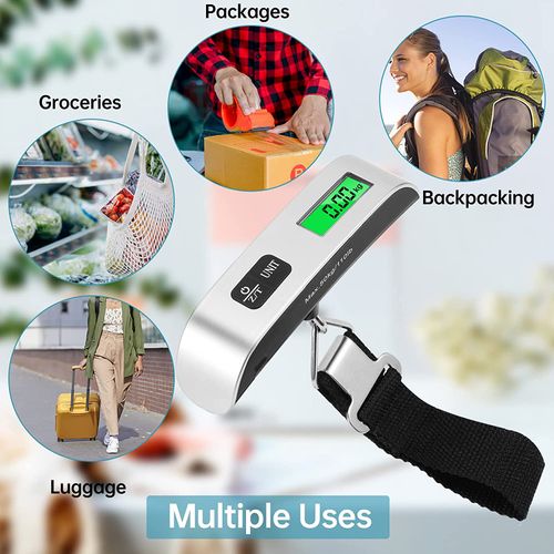 Portable 50kg Digital Luggage Scale – Handheld Battery-Powered Hanging Travel Scale (ABS Material)