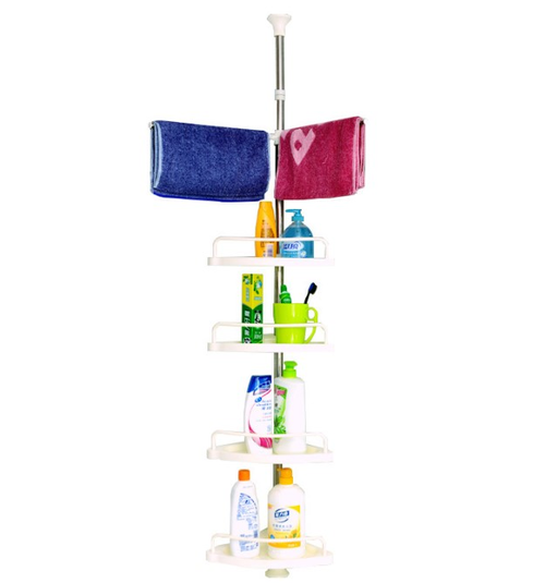 Floor to Ceiling Bathroom Corner Shelf No Drill Tension Pole Storage Rack with Towel Bar Kenya