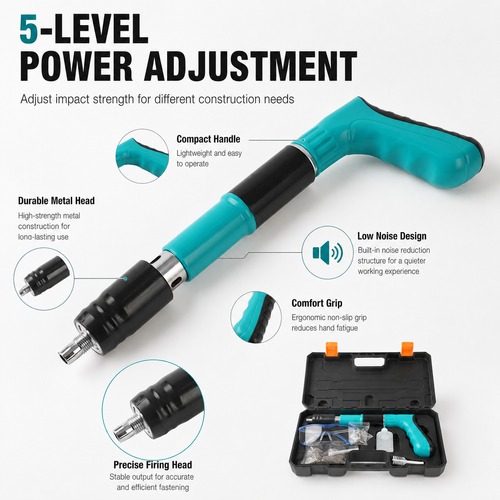 Compact 5-Level Power Silent Nail Gun Professional Fastening Tool Kit for Ceiling Wall Cable Tray Installation Kenya