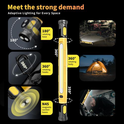 Multi-Functional White Yellow Light Strips Warm Light Automotive Repair Work Light Emergency Outdoor Lighting Fixture Magnets