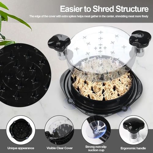 Chicken Shredder Machine with Suction Base & Transparent Lid, Manual Meat Shredder, Multifunctional Beef Pork Pulled Meat Shredding Tool for Kitchen