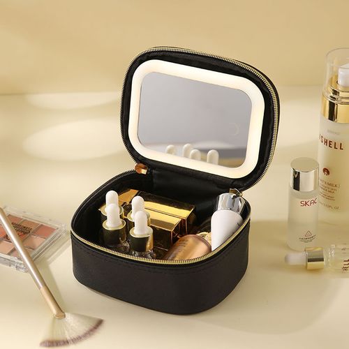 Newest 2026 Model Portable Large-Capacity Travel Makeup Organizer with LED Mirror – Waterproof Cosmetic Case with Large Lighted Mirror – Professional-Grade Storage Bag for Cosmetics and Brushes