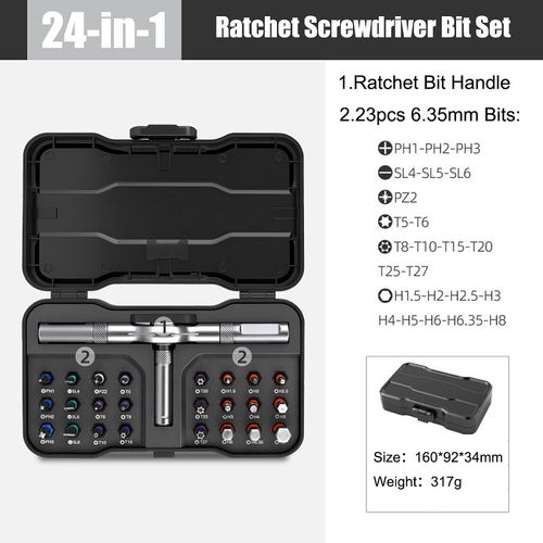 24-In-1 Magnetic Ratchet Screwdriver Set S2 Steel Bits Anodized Aluminum Handle Precision Tool Kit Kenya