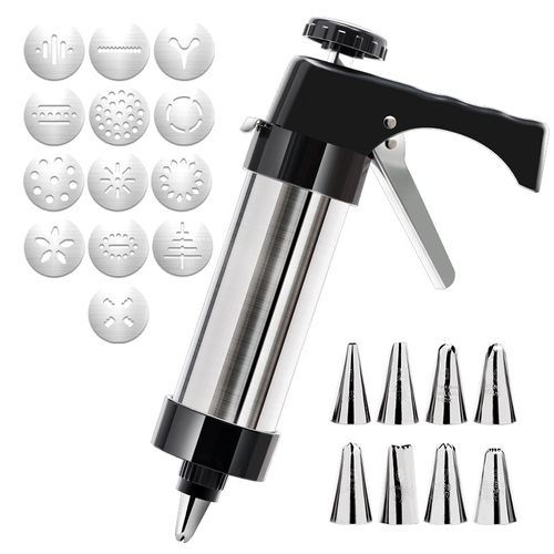 Cookie Press and Icing Gun Set – Includes Piping Nozzles for Cookies, Cream, and Meringue Drops (Home Use)